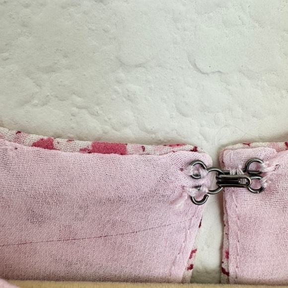 Silk blouse LoveShackFancy Nellie Pink Floral Peplum Top Small - Picture 7 of 10